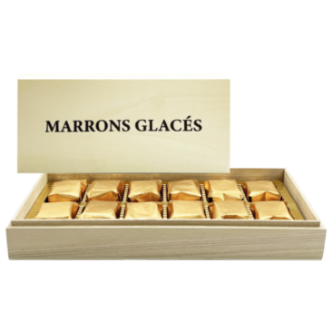 Wooden box 12 Marrons glacés • 240 g • Package box of 11 • BBD 60/90 days