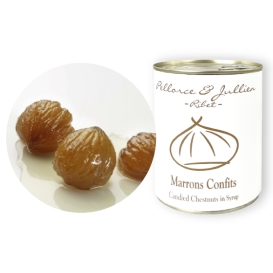 Whole candied chestnut in syrup Napoli origin • 0,650 kg Net of fruit • Package box of 6 • BBD 36 months