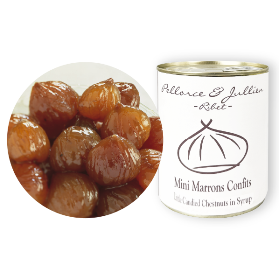 Small candied chestnut in syrup 4/4 • 0,6 kg Net of fruit • Package box of 6 • BBD 36 months